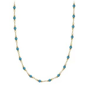 18K Gold Filled Turquoise Beaded Chain Minimalist Boho Necklace